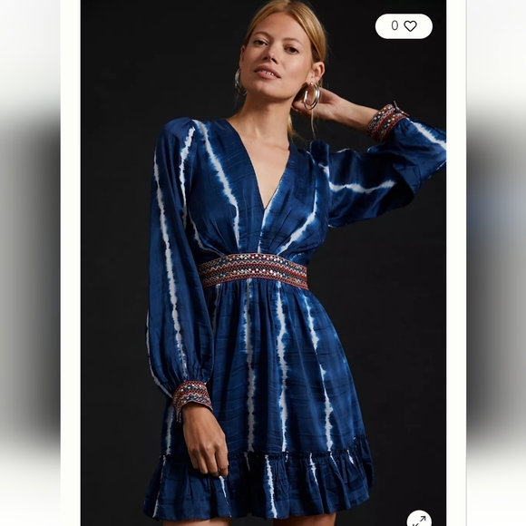 Verb by Pallavi Singhee Beaded Tie Dye Mini Dress - Picture 4 of 10